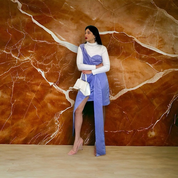 Erica bow -drop satin midi dress - Picture 2 of 5